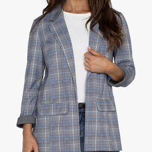 Liverpool Women's Blue and Gray Checkered Blazer
